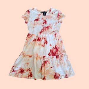 Kandy Kiss Dark Red + Peach Tie Dye Skater Dress 7Y